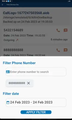 Call Logs Backup android App screenshot 1